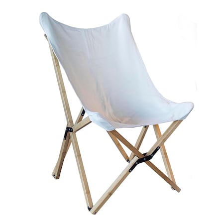 Amerihome Canvas and Bamboo Butterfly Chair, White BFCBCW